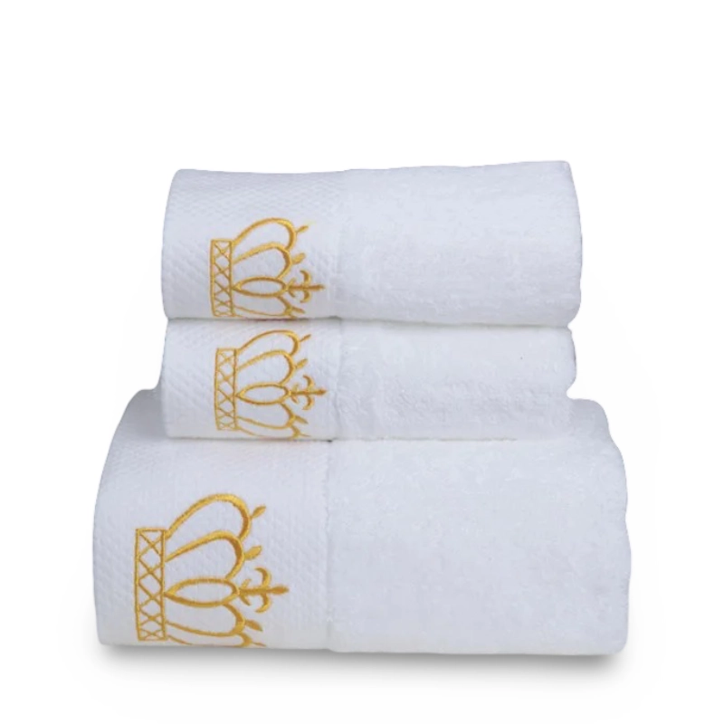Super saugfähiges Baumwoll tuch für Erwachsene bestickte Krone weiß Hotel Badet uch Strand tuch Bad zubehör Gesichts tuch 3