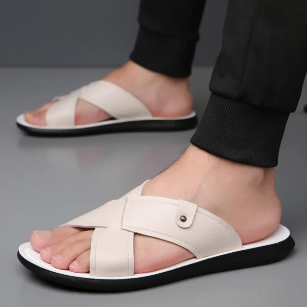 Sommer Männer Klassische Retro Leichte Ein-linie Hausschuhe Männer Anti-slip Leder Casual Coole Hausschuhe mit Weichen Strand Urlaub schuhe 6
