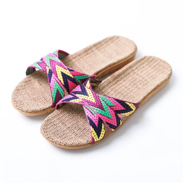 Leinenpantoffeln für Damen im Sommer, für den Innenbereich, Paar, rutschfest, mit dicken Sohlen, coole Hausschuhe für Herren im Sommer 5