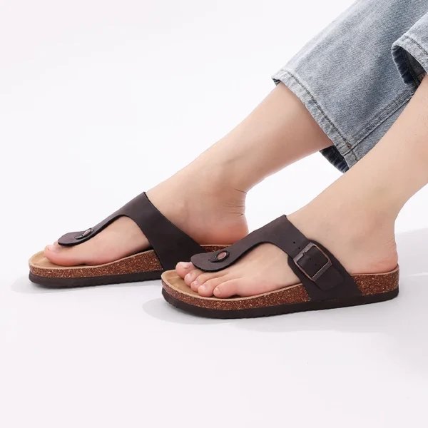 Shevalues Sommer Kork Hausschuhe für Männer weiche Sohle Home Slides mit Bogen Unterstützung flache Flip Flops Herren gemütliche lässige Schlafzimmer Sandalen 5