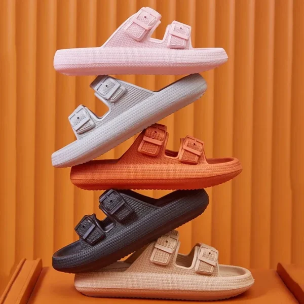 Leichte Schnalle Dicke Sohle Hausschuhe Frauen Sommer Slip-On Plattform Rutsche Sandalen Frau Weiche EVA Outdoor-Flip-Flops 6