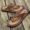 2023 neue Sommer hand gefertigte Leder pantoffeln trend ige Mode Herren Flip-Flops im Freien atmungsaktive bequeme Männer und einfache Sandalen 5