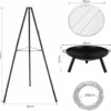 Outdoor BBQ Feuerstelle Schüssel Stativ Hängen Topf Ständer Set Grill Einstellbare Camping Heizung Brenner Leicht Tragen, Hohe 152 cm 3