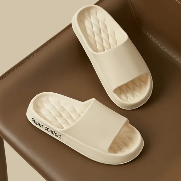 Dicke Plateau-Hausschuhe für Männer, Zuhause, weiche Sohle, Kissen, Rutschen, Sandalen, Damen, Sommer, Strand, rutschfeste Flip-Flops, Badezimmer-Slipper 4