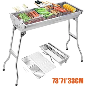 Klappbarer Grill Grill tragbarer Holzkohle grill im Freien Edelstahl Koch gitter Camping Picknick Grill werkzeug