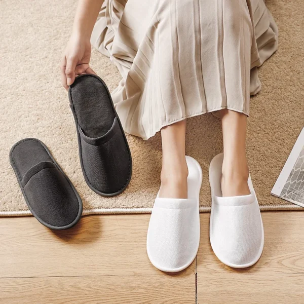 5 Paar Einweg-Hausschuhe, Hotel-Reiseslipper, Party, Zuhause, Gast, Männer, Frauen, Unisex, geschlossene Zehen, Anti-Rutsch-Hausschuhe, Sanitär-Sandalen 2