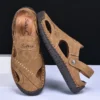 Neue Handgemachte Sommer Sandalen Männer Atmungsaktive Leder Schuhe Mann Im Freien Männer Sandalen Gleitschutz Strand Sandalen Hohl Schuhe Mode 3