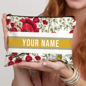Benutzerdefinierte Name Reise Kosmetik Organizer Frauen Bürobedarf Aufbewahrungstasche Leinwand personalisierte Geschenk Make-up Tasche Federmäppchen Geldbörse