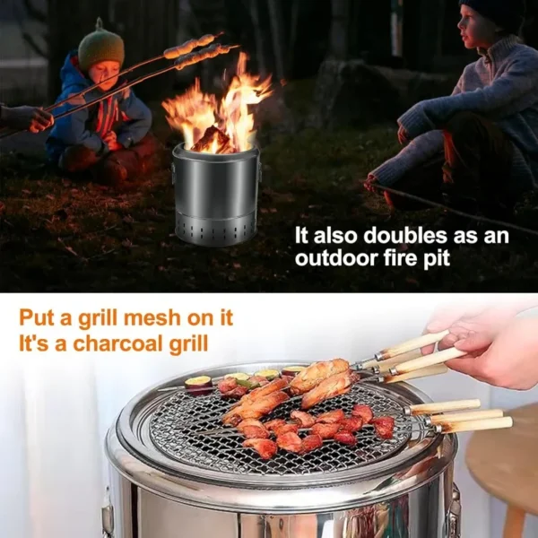Edelstahl-Wickel grill Holzkohle grill rauchfreier Grill Koch rost tragbarer Camping ofen Haushalts grill werkzeuge 6