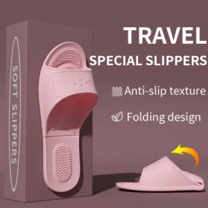 Neue Reise-Hausschuhe für Damen – faltbare, leichte, tragbare Sandalen, Massage-Hausschuhe mit weicher Sohle, schnell trocknende Dusch-Flip-Flops