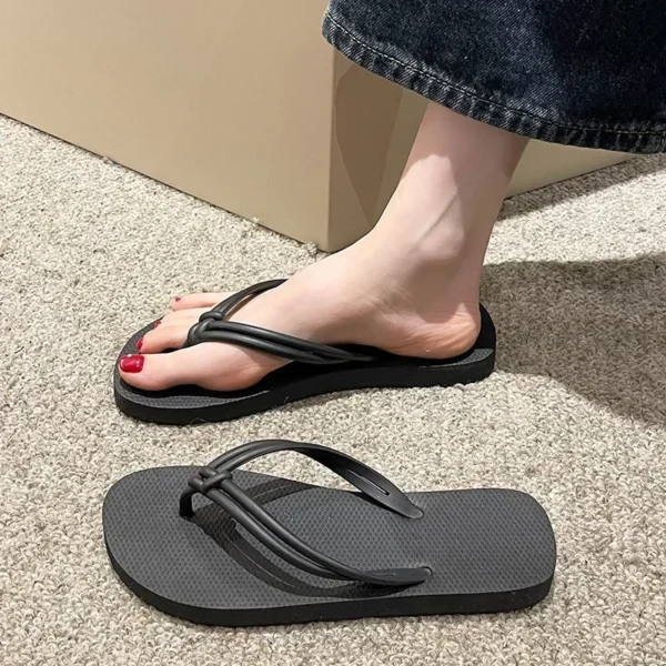 Damen-Flip-Flops, Sommer-Hausschuhe, Bonbonfarben, flache Sandalen für Damen, zum Hineinschlüpfen, rutschfeste weiche Sohle, Strand-Komfortschuhe 2