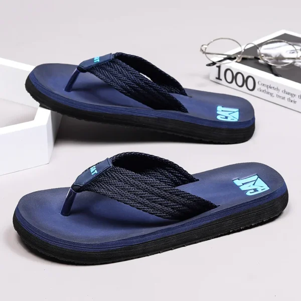 GAT-Flip-Flops für Herren, breiter Riemen, nicht haftend, Retro-Stil, rutschfest, atmungsaktiv, Sandalen im britischen Stil, Strandschuhe 6
