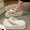 Keile Hausschuhe Frauen Sommer High Heels Flip Flops Mode Clip Toe flache Sandalen dicke Plattform Indoor Strand Schuhe Frau Rutschen 5