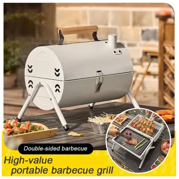 Tragbare Holzkohle grill Tischplatte im Freien Grill Raucher kleiner Grill für das Kochen im Freien Garten Camping Picknick Strand 4