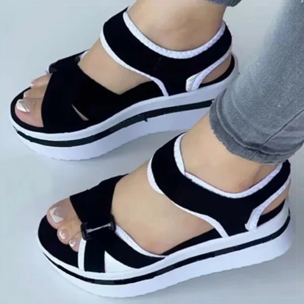 Damen-Sandalen, gemischte Farben, Keilabsatz-Sandalen, Sommer 2025, Schuhe für Damen, Sandalen mit Absatz, Plateau-Sommerschuhe, Damen-Block-Schuhe 5