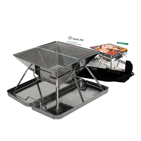Tragbare Falten BBQ Grill Herd Campingmoon MT-2 Camping Grill Herd 34x35cm Tragbare Edelstahl BBQ Grill Nicht-stick 2
