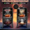 Holzkohlegrill, Räuchergrill, 3-in-1 tragbarer vertikaler Grillkocher mit integrierten Thermometern und einstellbaren Entlüftungssystemen für den Außenbereich 3