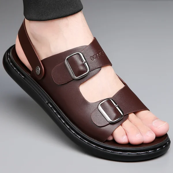 Outdoor Sommer Neue Anti Slip Wasser Waten Atmungsaktive Sandalen Hohe Qualität Männer Komfortable Weichen Boden Schnalle Zweireihige Hausschuhe