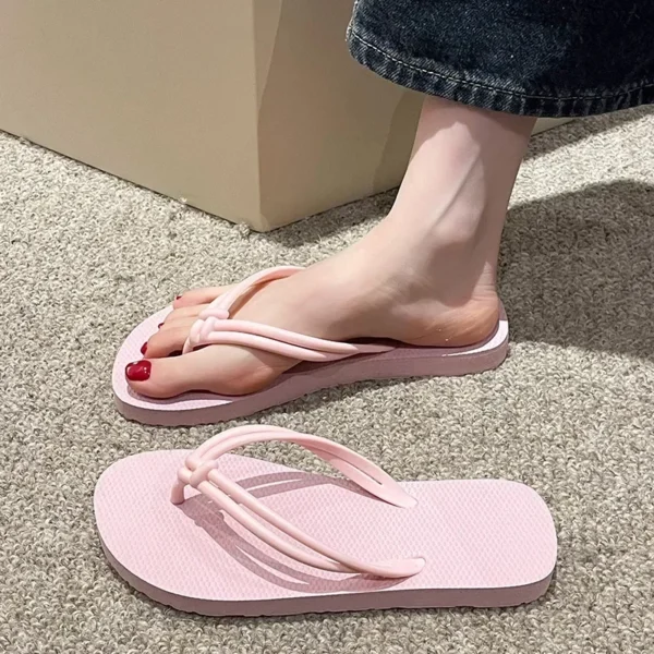 Damen-Flip-Flops, Sommer-Hausschuhe, Bonbonfarben, flache Sandalen für Damen, zum Hineinschlüpfen, rutschfeste weiche Sohle, Strand-Komfortschuhe 3