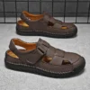 Neue Sommer Mode Männer Sandalen Atmungsaktive Männer Schuhe Leder Outdoor Männer Sandalen Gleitschutz Strand Sandalen Hohl Schuhe Schuhe 5