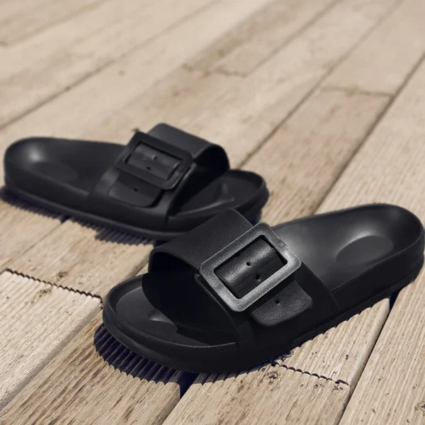 Comwarm Damen-Sommersandalen, 2025, neue Flip-Flops mit verstellbarer Schnalle, modische, rutschfeste Strandschuhe für den Außenbereich, flache Hausschuhe 5