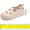 Koznoy 4cm weben Kuh Echt leder Sommer Mode Sandalen Slip auf Frauen Sandale Hausschuhe Pumps Plattform Keil hohle Wohnungen 2