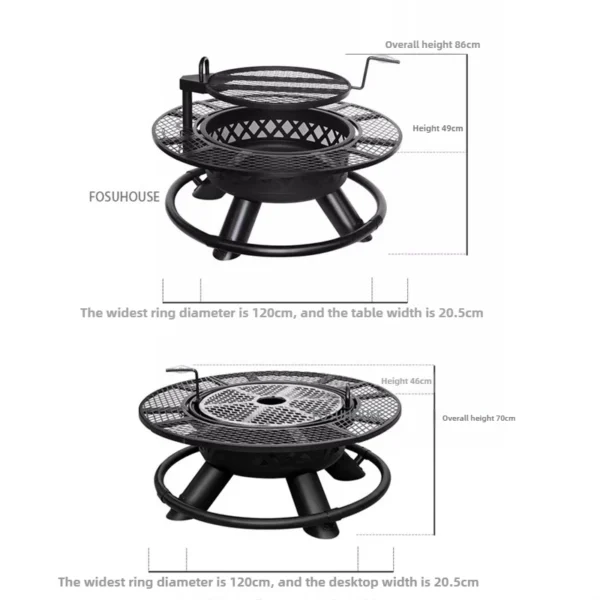 Outdoor BBQ Grill Haushalt Hof Holzkohle Grill Camping Holzofen Lagerfeuer Herd Multifunktionale Grill Tisch 6