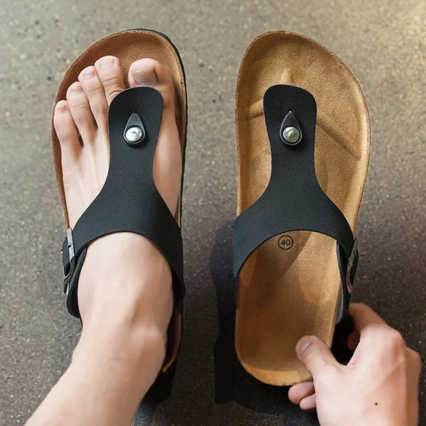 Lässige Flip-Flops für Herren aus gefrostetem Kork, bequeme, erfrischende Sommer-Outdoor-Strandschuhe, modische, atmungsaktive Sandalen für Jugendliche 6