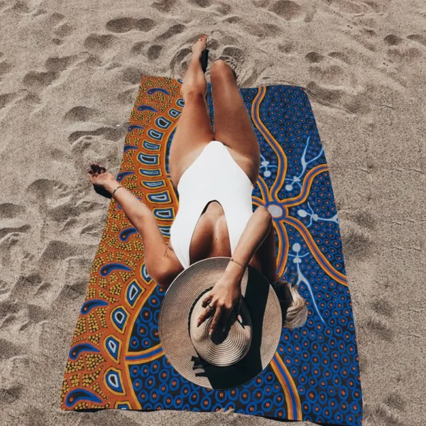 Australische Ureinwohner Kunst Handtuch Mikro faser Strand tuch saugfähig schnell trocknen weichen Yoga Schwimmbad Bergsteigen Handtuch 5
