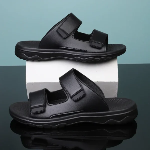 Outdoor Herren Hausschuhe Leder Leichte Flip-Flops Sommer Lässige Strandsandalen Männlich Flacher rutschfester Komfort Klassische Lazy Slides 4