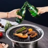 Multifunktionaler Holzkohlegrill, koreanischer BBQ-Grill für den Haushalt, tragbarer Camping-Grillofen, Tisch-Räuchergrill 4