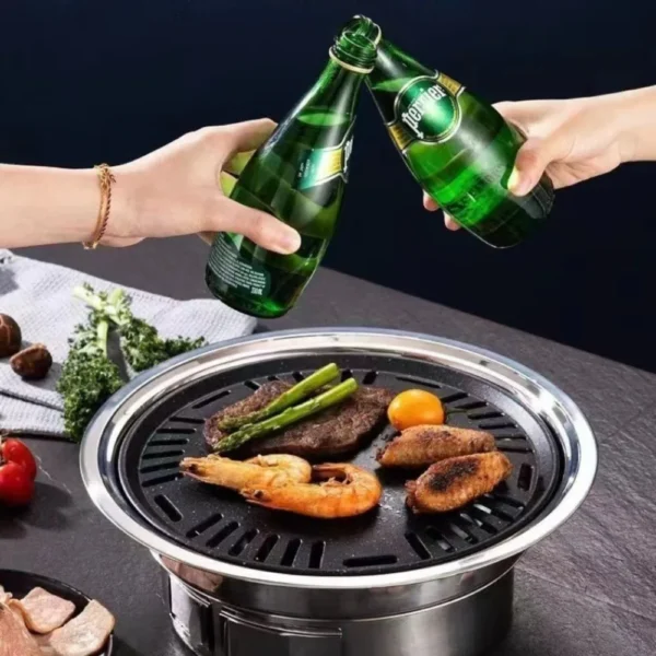 Multifunktionaler Holzkohlegrill, koreanischer BBQ-Grill für den Haushalt, tragbarer Camping-Grillofen, Tisch-Räuchergrill 4