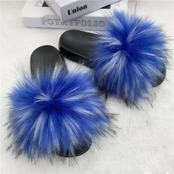 Sommer Faux Pelz Hausschuhe Frauen Innen Pelzigen Fell Rutschen Weibliche Plüsch Flip-Flops Wohnungen Sandalen Casual Flauschigen Slipper Haus Schuhe 3