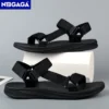 Klassische schwarze Herren Sport Sandalen Sommer Freizeit Strand Urlaub Sandalen Outdoor rutschfeste atmungsaktive flache Sandalen Schuhe