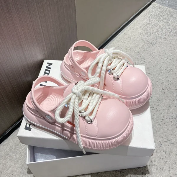 Sommer Mode Trend Bequeme Atmungsaktive Clogs Weiche Hausschuhe Schnüren Hausschuhe Outdoor Baotou Strand Sandalen EVA Flache Schuhe 2