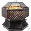 Sechseckiger 26-Zoll-Gartengrill für den Haushalt und den Außenbereich, Holzkohle-Lampier für den Außenbereich, feuerfester Stahl mit Gitterabdeckung