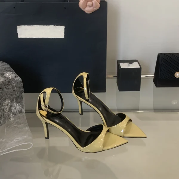 Sexy Spitzschuh Offene spitze Lackleder Schnalle Sommer Hochhackige Sandalen Damen Party Hochzeit Modeschuhe 5