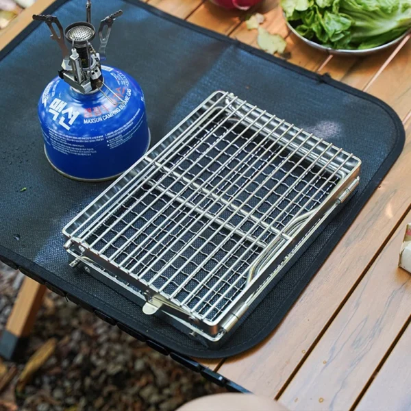 Klappbarer Lagerfeuer grill tragbarer Edelstahl-Camping grill rost Gasherd ständer Multifunktion aler Holzofenst änder im Freien 4