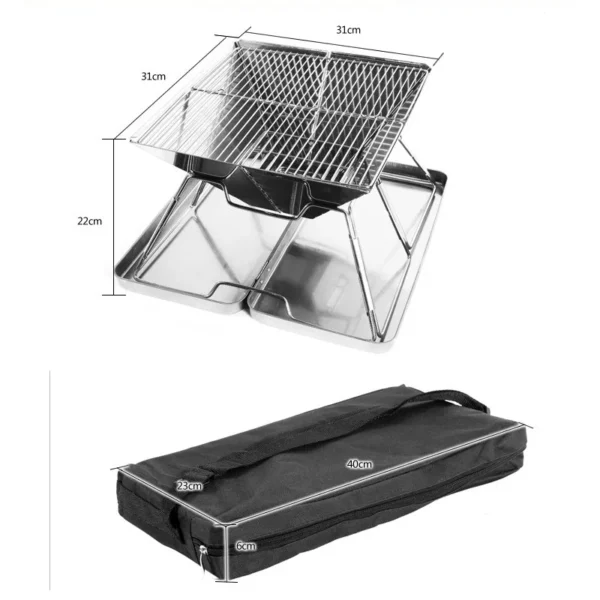 Tragbare Falten BBQ Grill Herd Campingmoon MT-2 Camping Grill Herd 34x35cm Tragbare Edelstahl BBQ Grill Nicht-stick 3