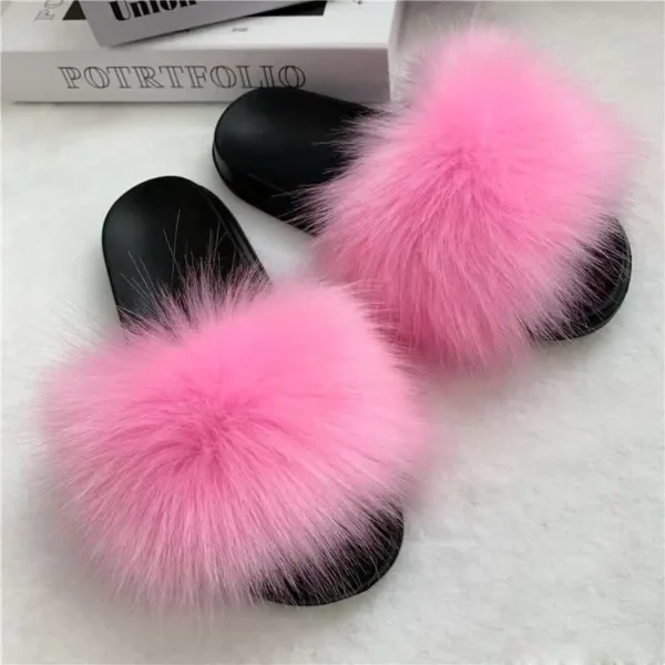 Sommer Faux Pelz Hausschuhe Frauen Innen Pelzigen Fell Rutschen Weibliche Plüsch Flip-Flops Wohnungen Sandalen Casual Flauschigen Slipper Haus Schuhe 6