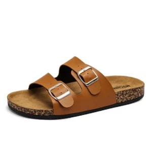 Kidmi Cork Footbed Sandalen für Damen Herren Sandalen Sommer Strand Sandalen Herren Doppelschnalle Slip-On Sandalen Rutschfeste Herren Kork Sandalen