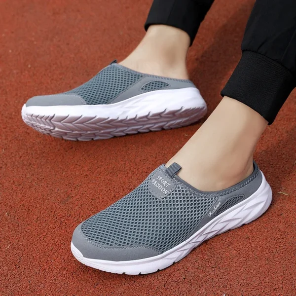MAEDEF Halbe Hausschuhe Outdoor Hochwertige Anti-Rutsch-Herren-Freizeitschuhe Mesh Atmungsaktive weiche bequeme Hausschuhe mit flachem Boden 6
