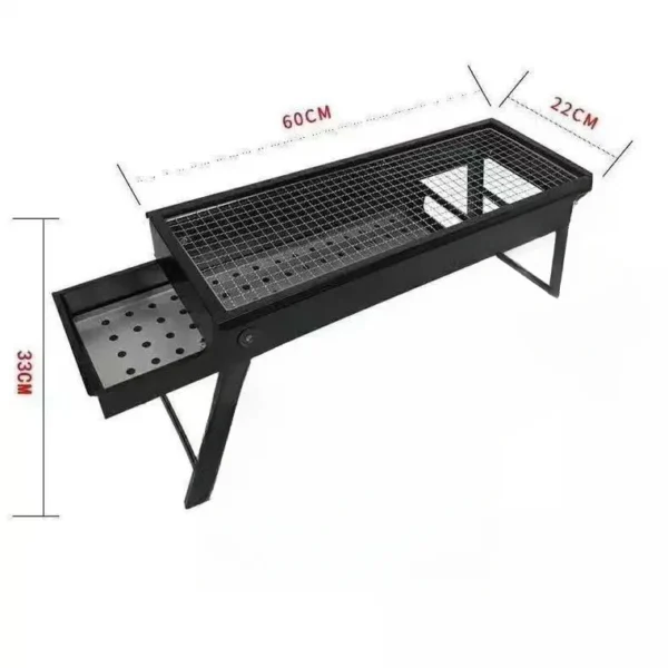 Tragbarer, zusammenklappbarer BBQ-Grill, geeignet mit Schubladen für Holzkohle, gegrilltes Fleisch, Outdoor-Koch, Grillzubehör, Kochgeschirr, Grillwerkzeug 6