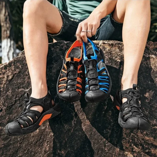 Neue Sommer Echtem Leder Männer Sandalen Mode-Design männer Casual Turnschuhe Komfortable Strand männer Sandalen Outdoor Waten Schuhe 6