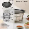 Multifunktionaler Holzkohlegrill, koreanischer BBQ-Grill für den Haushalt, tragbarer Camping-Grillofen, Tisch-Räuchergrill 5