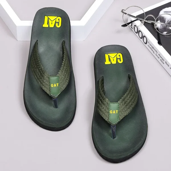 GAT-Flip-Flops für Herren, breiter Riemen, nicht haftend, Retro-Stil, rutschfest, atmungsaktiv, Sandalen im britischen Stil, Strandschuhe 3