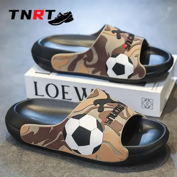 Neue Mode männer Hausschuhe Marke Sommer Weiche Sohle Nicht-slip EVA Strand Schuhe Fußball Männlichen Rutschen Weichen Dicken sohlen Slidee Slipper 2