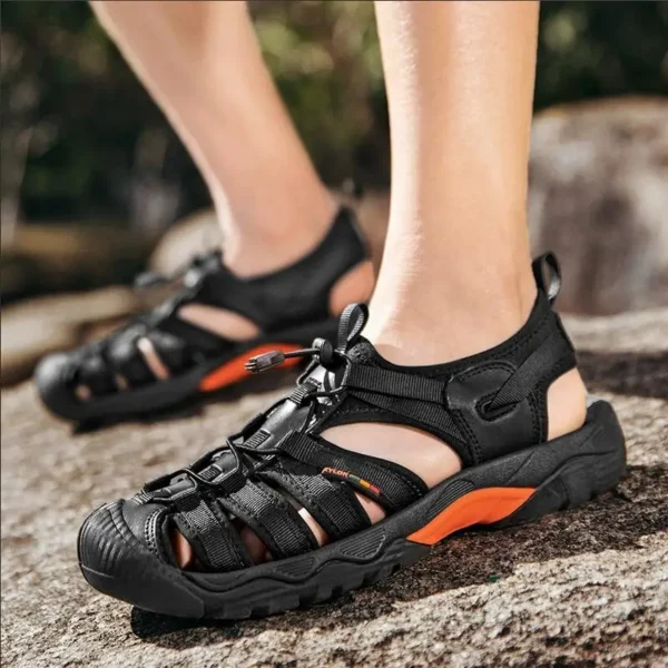 Neue Sommer Echtem Leder Männer Sandalen Mode-Design männer Casual Turnschuhe Komfortable Strand männer Sandalen Outdoor Waten Schuhe 2