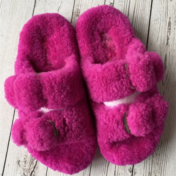 Neue Frau Echt Wolle Slipper Plüsch Warme Wohnungen Hausschuhe Plaform Schuhe Flip-Flops frauen Sandalen Sommer 2025, Designer Schuhe 5
