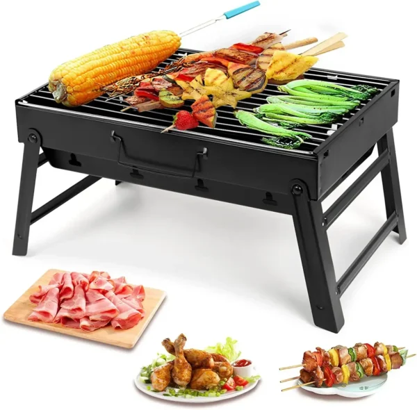 Neuer tragbarer Grill Grill Holzkohle grill Mini-Grill Edelstahl-Werkzeugs atz Kochen im Freien Camping Picknick Strand Camping Grill 3